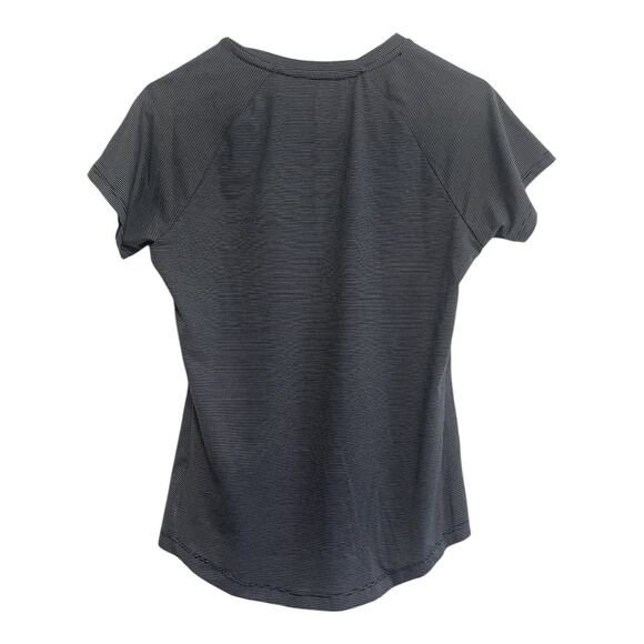 Danskin Athletic Shirt  Womens Size Small  Color Grayish Blue with Small Stripes - Picture 2 of 5